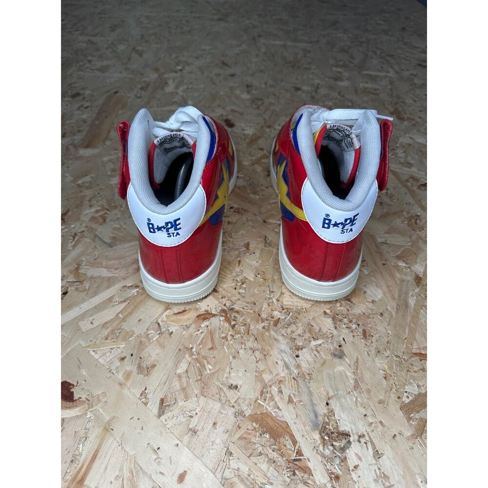 A Bathing Ape Bapesta Mid Red Multi Blue Sz US 10 - Picture 4 of 5